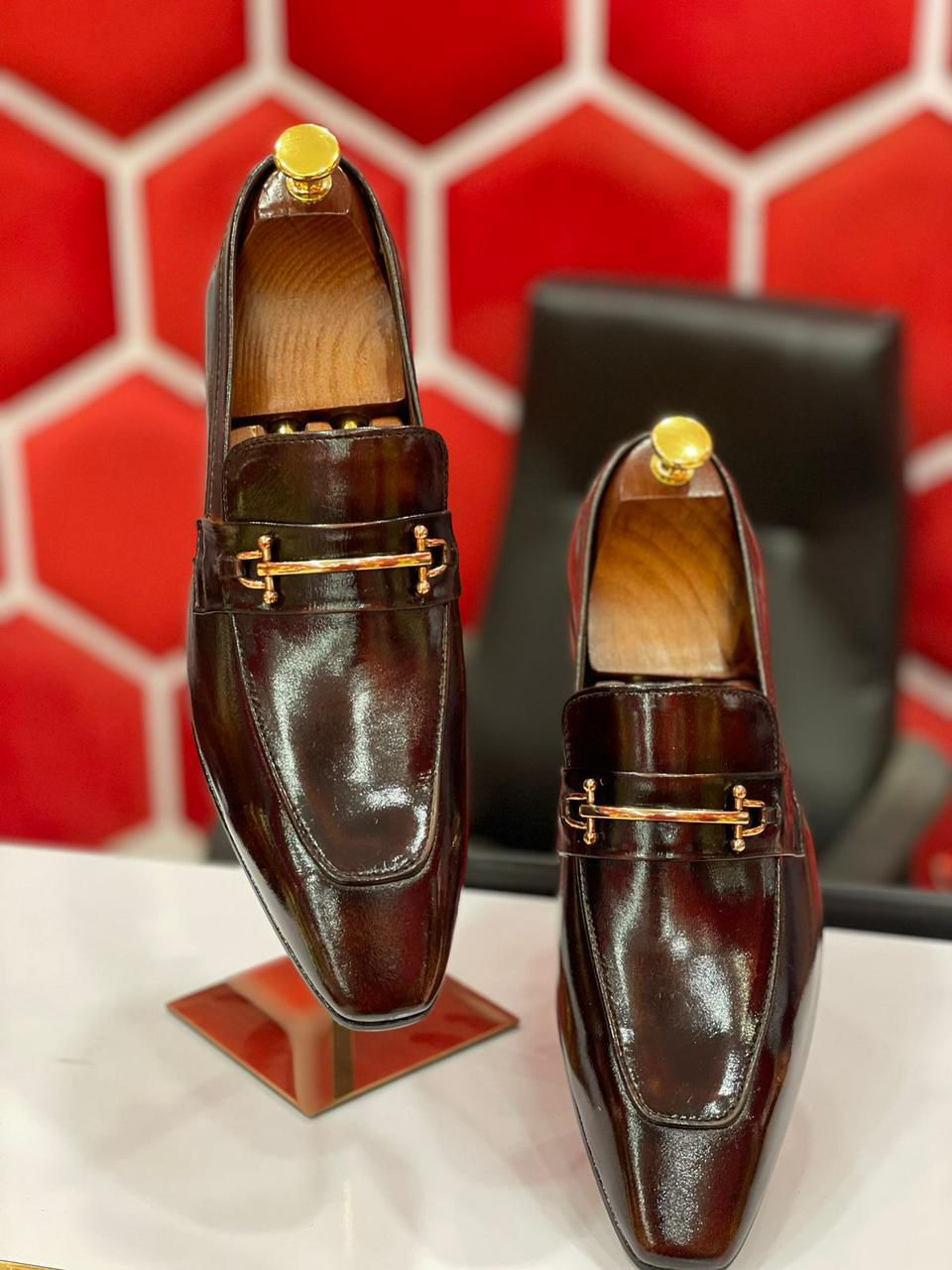 Glossy Metal Loafers