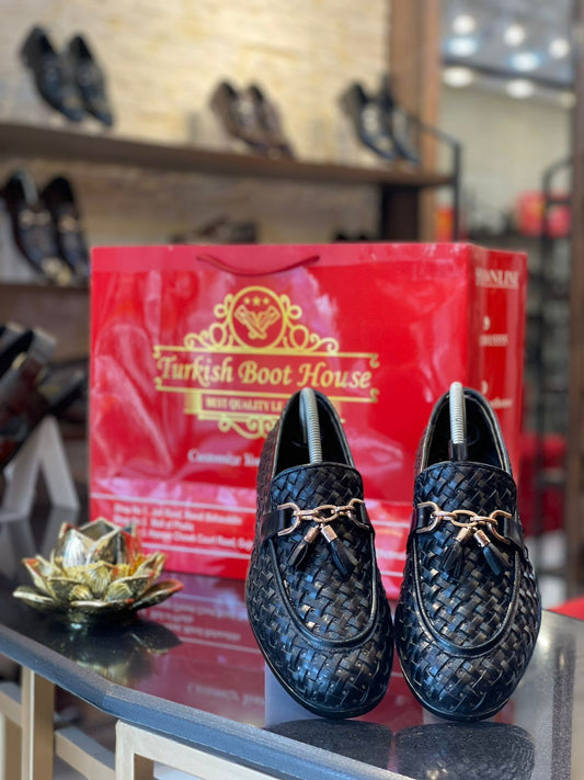 Dual-Tone Woven Loafers